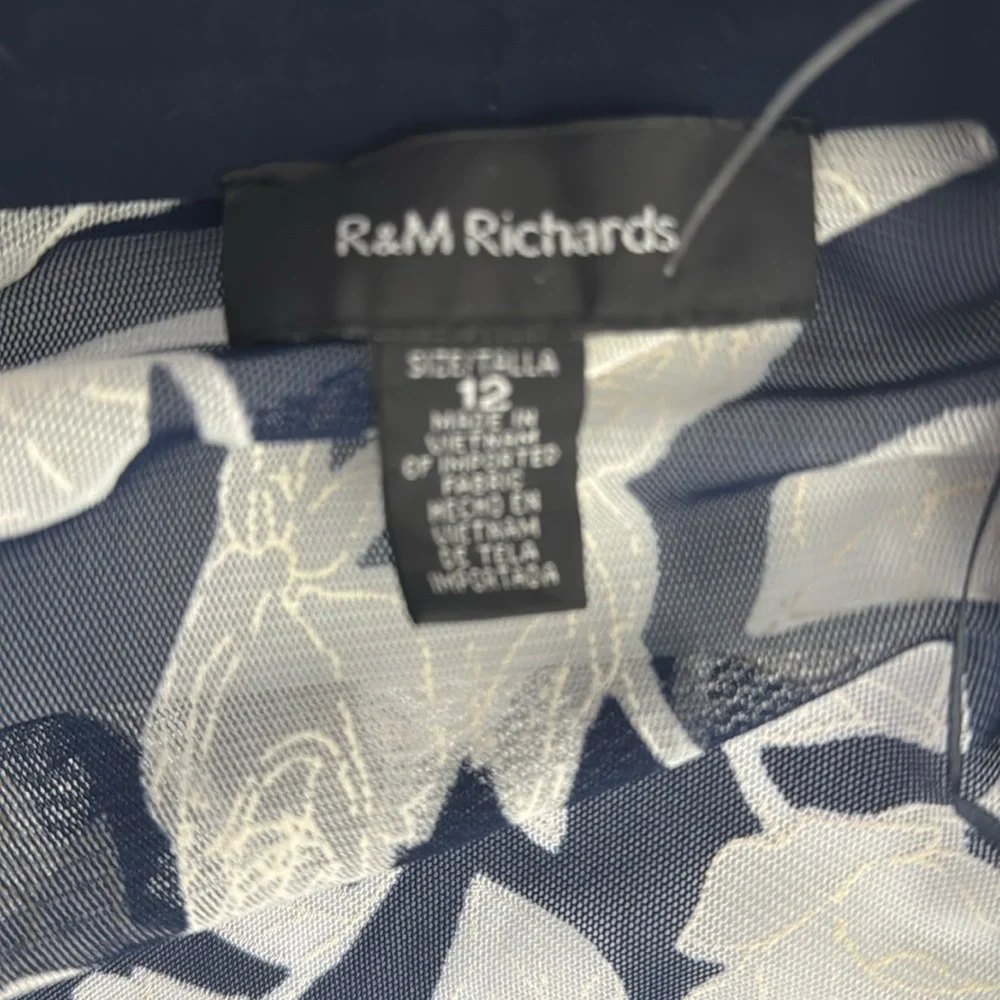 R&M Richards Navy White Dress & sheer Floral Jacket NWT 2 pieces Modest midi 
12 - Picture 7 of 15